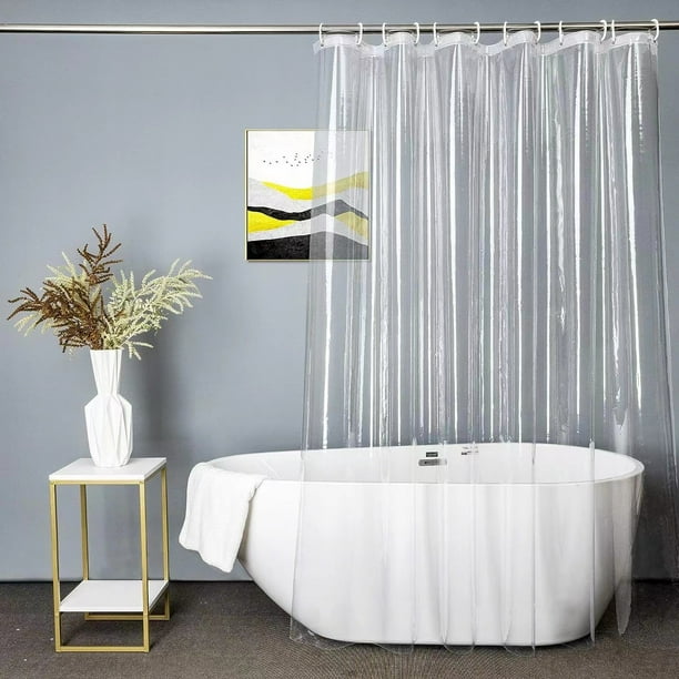 XmhyTop-A Cortina de ducha transparente de 180 x 180 cm, impermeable, ideal para el baño.
