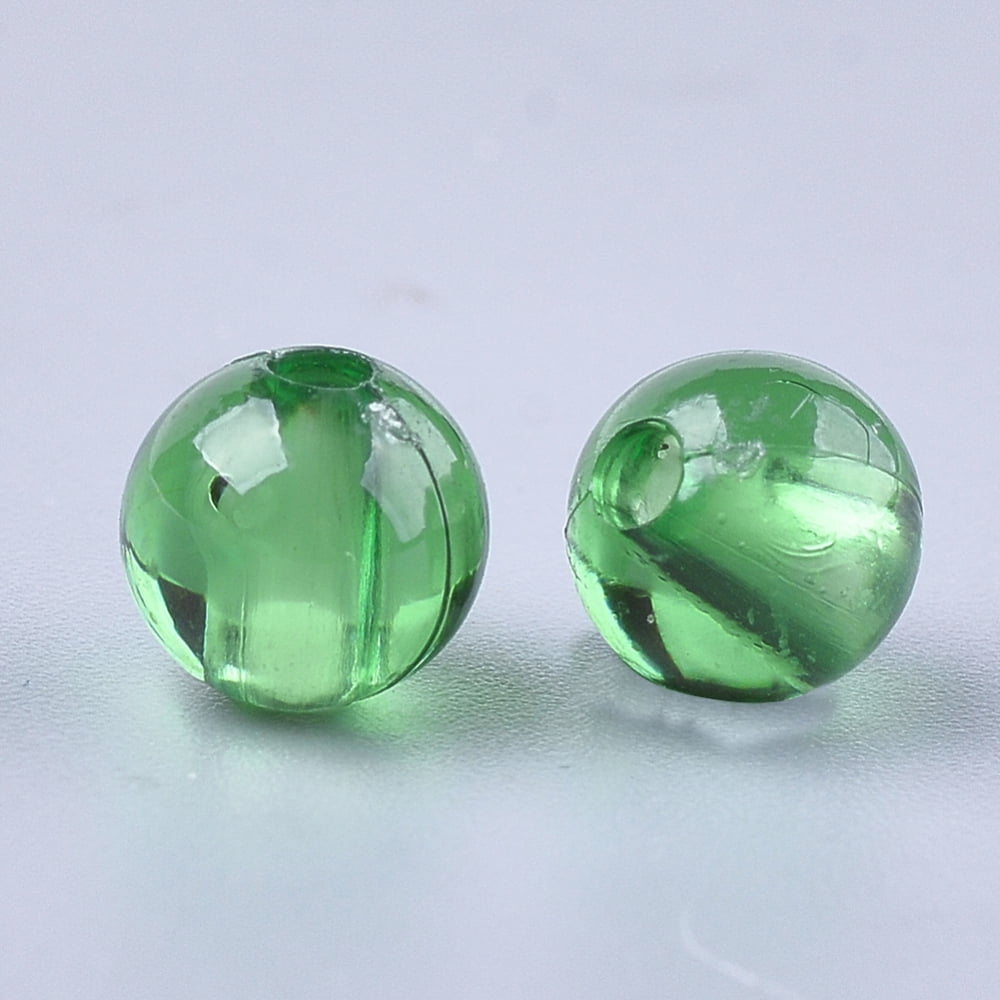 Transparent Plastic Beads Round Green 6x5.5mm Hole: 1.8mm about 5000pcs/500g