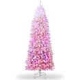 thumbnail image 2 of 4.5ft Rose Gold Prelit Christmas Tree - 150 Warm White LEDs, Flocked Pink Gradient Design with Metal Stand for Home/Office, 2 of 9