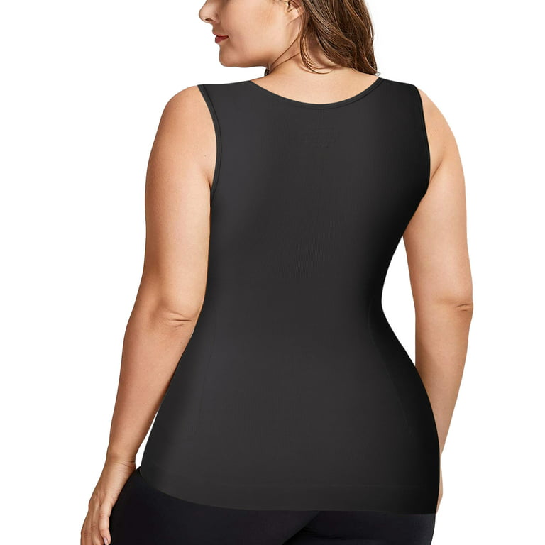 COMFREE Women's Cami Shaper Plus Size with Built in Bra Camisole Tummy  Control Tank Top Undershirt Shapewear