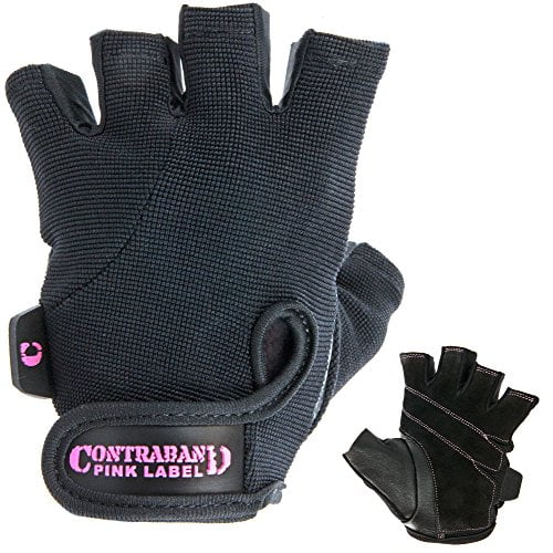 Contraband Pink Label 5057 Classic Weight Lifting Gloves for Women Fingerless Weightlifting Gloves Gym Gloves w/ Light-Medium Padding Workout Gloves for Women w/ Leather Palm 