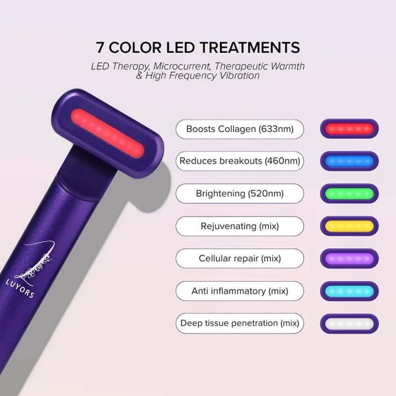 Luyors Chromaglow 7-Color LED Skincare Wand, Anti-Aging Facial Tool, Heat & Red Light Therapy for Dark Circles, Redness & Uneven Tone