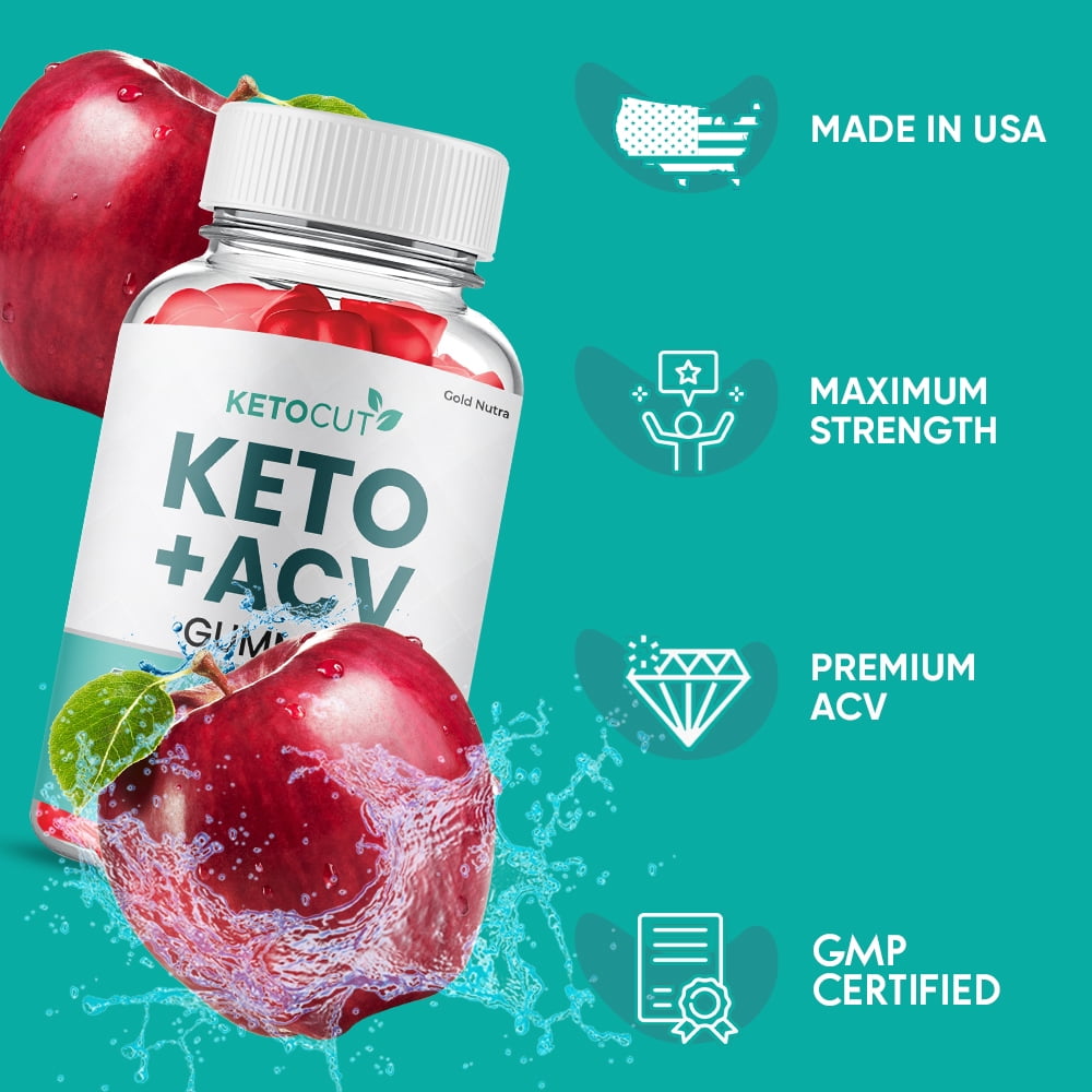 (1 Pack) KetoCut Keto ACV Gummies, Apple Cider Vinegar, Max Strength, 1 Month Supply Dietary Supplement, Made in USA.