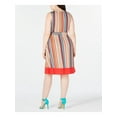 thumbnail image 2 of Love Squared Womens Plus Striped Faux-Wrap Shift Dress Multi 2X, 2 of 4