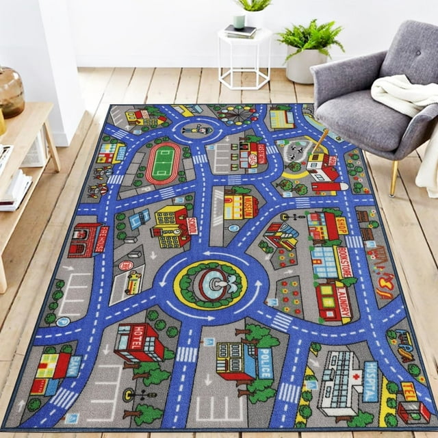 TIELUTT Children's Carpet Theme Traffic Route Interesting and Of Living Room and Children's Room Soft Side Sofa Throw Large Throw Blanket for Bed 9x8 Area Rug Area Rugs 5x7 under 50 Dog Blanket