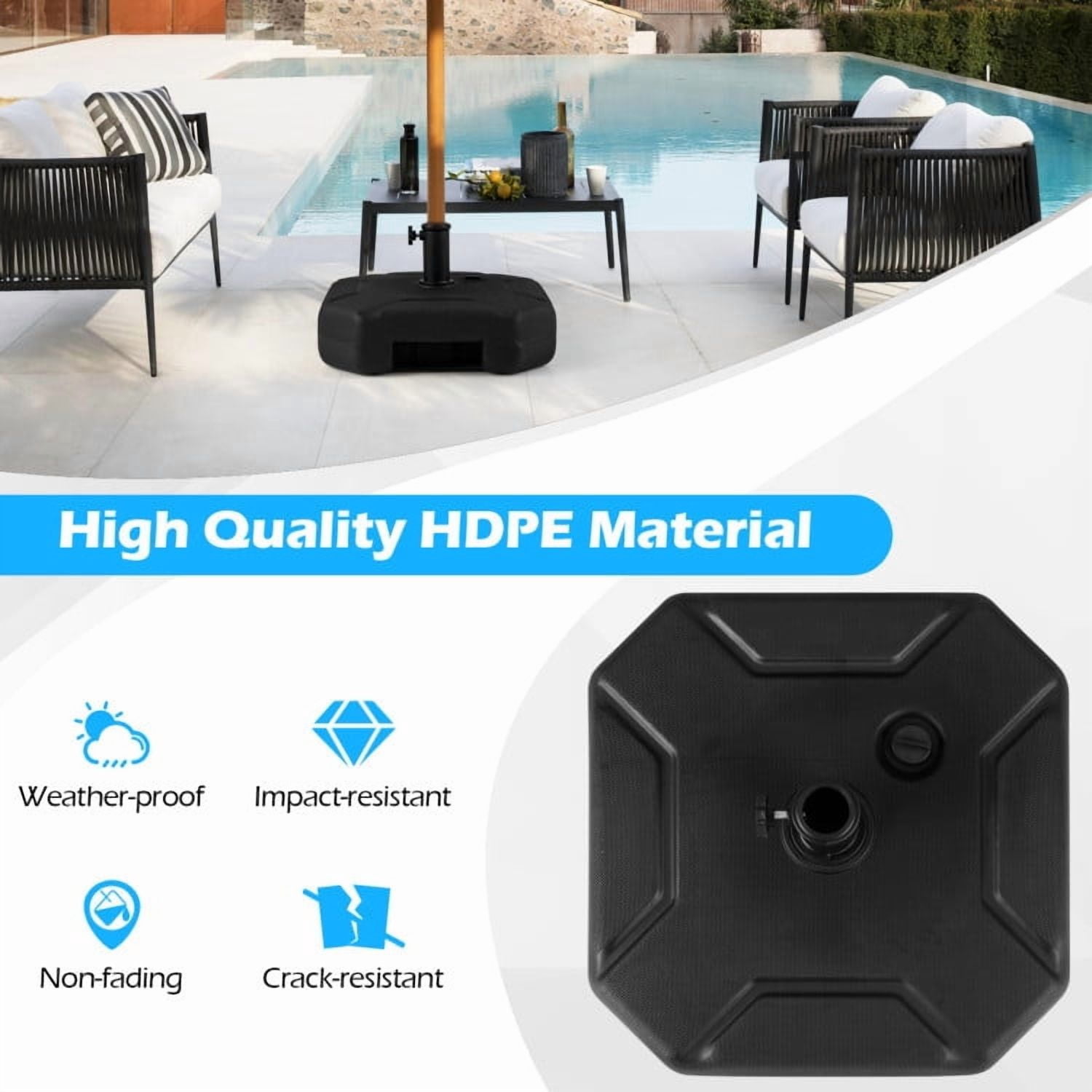 GVN Umbrella Base, Patio Umbrella Base, 17 Inch 88 LBS Heavy-Duty Fillable Umbrella Base with Handle