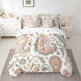 thumbnail image 2 of Manfei Paisley Flower 7 Pieces Bedding Comforter Set,Boho Theme Full Bedding Set,Orange Green White Fitted Sheet Flat Sheet For Adults,Microfiber Bedroom Decor Reversible, 2 of 8