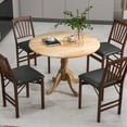 thumbnail image 2 of Costway Table à Manger Rustique Table à Manger en Bois avec Plateau Rond et Pieds en Tréteau Courbés Naturel, 2 of 10