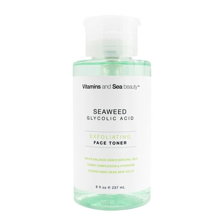 Vitamins and Sea Beauty Seaweed & Glycolic Acid Exfoliating Face Toner, for All Skin Types, 8 fl oz