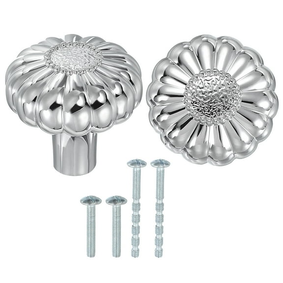 Uxcell Cabinet Knobs Vintage Drawer Round Knobs Zinc Alloy Furniture Handle for Dresser Cupboard Kitchen Bedroom Bathroom Silver