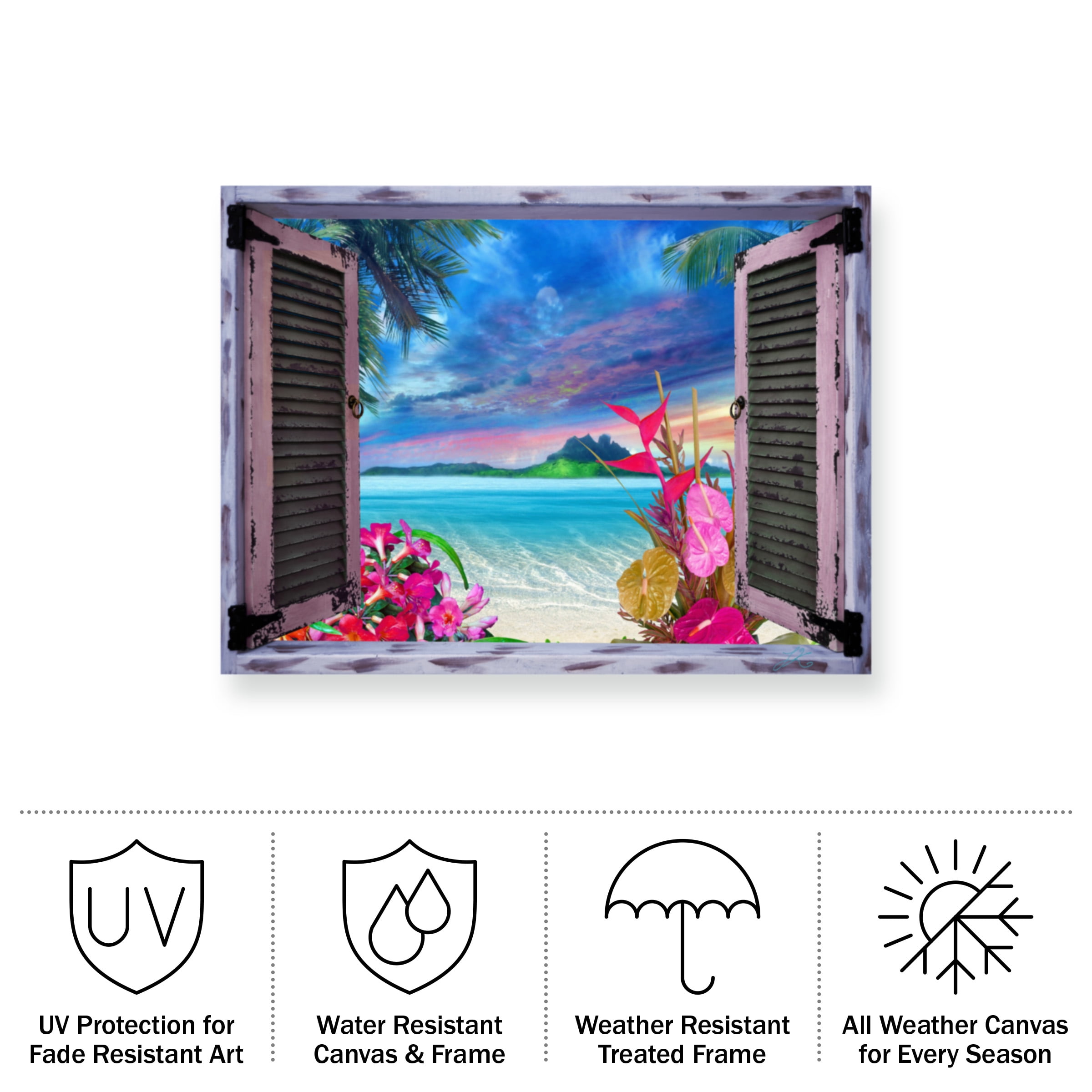 Leo Kelly 'Tropical Window to Paradise VII' Outdoor All-Weather Wall Decor
