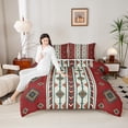 thumbnail image 4 of Manfei Green Tribal Geometric Bedding Sets Queen with Comforter,Rustic Boho Aztec Duvet Insert,Country Cabin Lodge Comforter Sets Queen Size,Microfiber Bedroom Decor Reversible,3pcs, 4 of 8