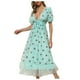 thumbnail image 2 of Puntoco Vestido De Manga Corta Con Cuello En V, Vestido Largo De Manga Corta Con Cuello En V Para Mujer, Bordado De Lentejuelas, Vestido De Malla Con Cintura Con Cordones Francés, Azul Claro M, 2 of 9