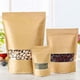 thumbnail image 1 of 100pcs Kraft Bags With Window Stand Up Ziplock Seal Paper Bag Resealable Large Food Storage Pouch, 1 of 5
