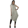 thumbnail image 3 of Moomaya Women's Printed One-Shoulder Cowl Kurti Sleeveless Dress Boho Party Designer Clothing, 3 of 7