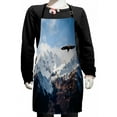 thumbnail image 1 of Mountain Kids Apron, Frozen Peaks Tops of the Mountain with a Flying Eagle Free in Nature Photo, Boys Girls Apron Bib with Adjustable Ties for Cooking Baking Painting, Brown White Blue, by Ambesonne, 1 of 2