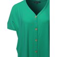 thumbnail image 5 of A2Y Women's Loose Fit Short Sleeve Button Down Front Tie Top Kelly Green XL, 5 of 7