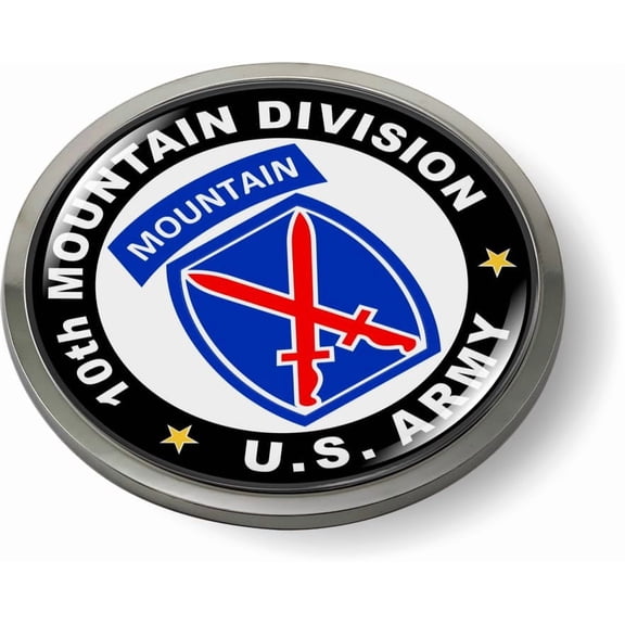 BestLicensePlateFrames US Army 10th Mountain Division 3D Domed Car Emblem Badge Sticker – Metal Bezel