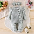 thumbnail image 2 of Karoyedx Fall Outfits Baby Girl Newborn Infant Baby Girl Clothes Fall Winter Plaid Long Sleeve Jumpsuit One Piece Romper Bodysuit Baby Overalls Outfits Light Gray Size,3-6 Months, 2 of 9