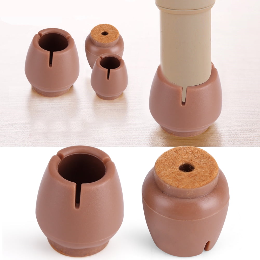 FAGINEY 16Pcs Brown PVC Table Chair Furniture Leg Non Slip Foot Cap