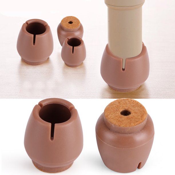 FAGINEY 16Pcs Brown PVC Table Chair Furniture Leg Non Slip Foot Cap