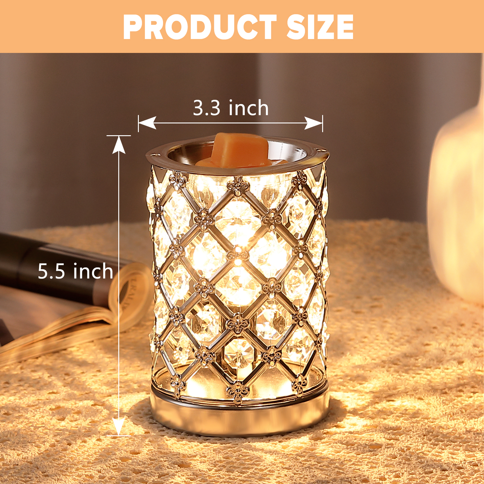 UNTIMATY Crystal Electric Wax Melt Warmer, Silver photo 7