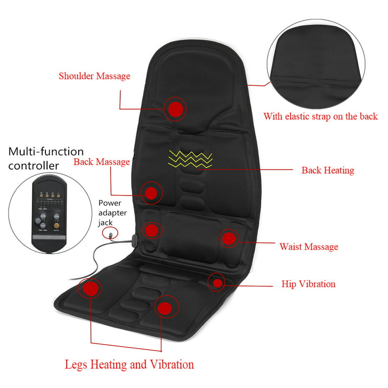 PU Leather Electric Heating Massager Cushion for Car Cargo Truck Home Use 9  Motors Vibration Neck Back Pain Relief Massage Mat