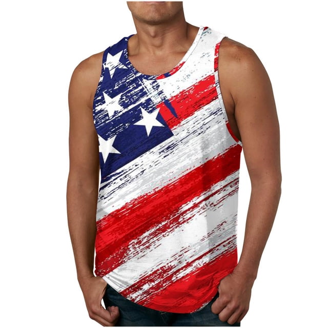 Tanques para Hombre para el Verano Solto Chaleco Impresión Deportivo Cuello Redondo, Casual