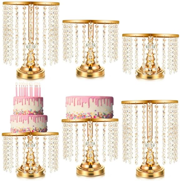 Soporte para tartas Bokon Crystal Gold Metal, 6 unidades, para bodas