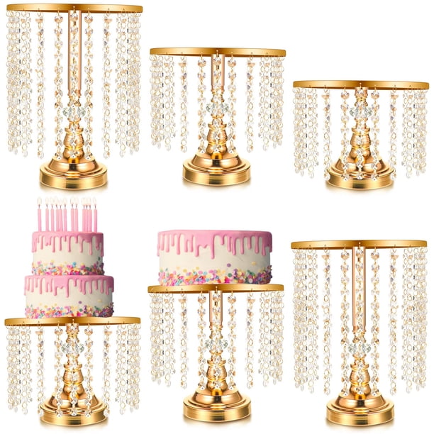 Soporte para tartas Bokon Crystal Gold Metal, 6 unidades, para bodas