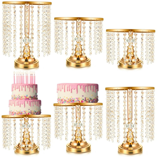 Soporte para tartas Bokon Crystal Gold Metal, 6 unidades, para bodas