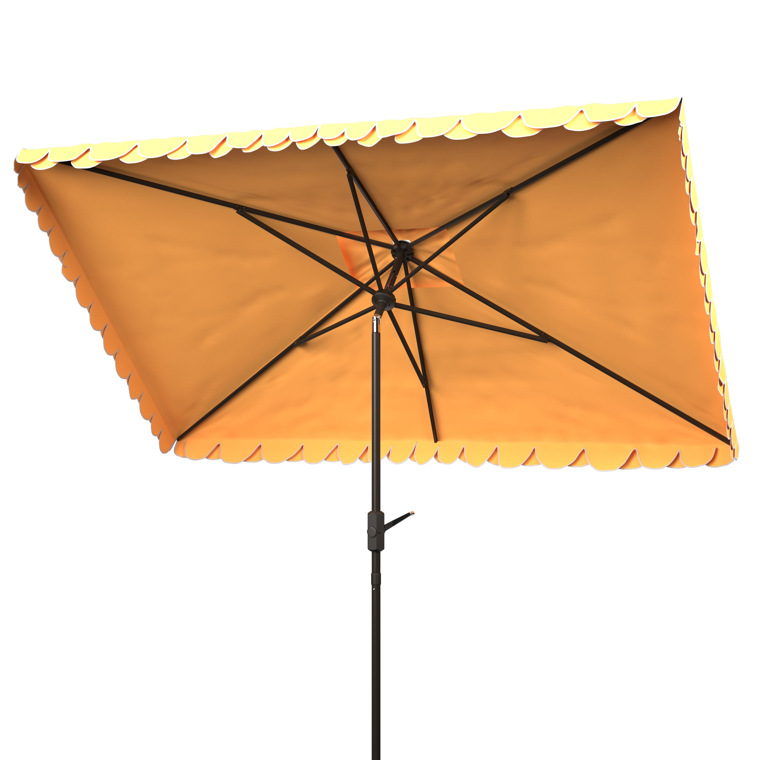 SAFAVIEH Elegant 6.5' X 10' Market Crank Patio Umbrella, Yellow