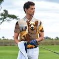 thumbnail image 3 of Honeii Cute Corgi Sunflower print Polo Shirt, a classic short-sleeved, button-down golf shirt designed for men, 3 of 6