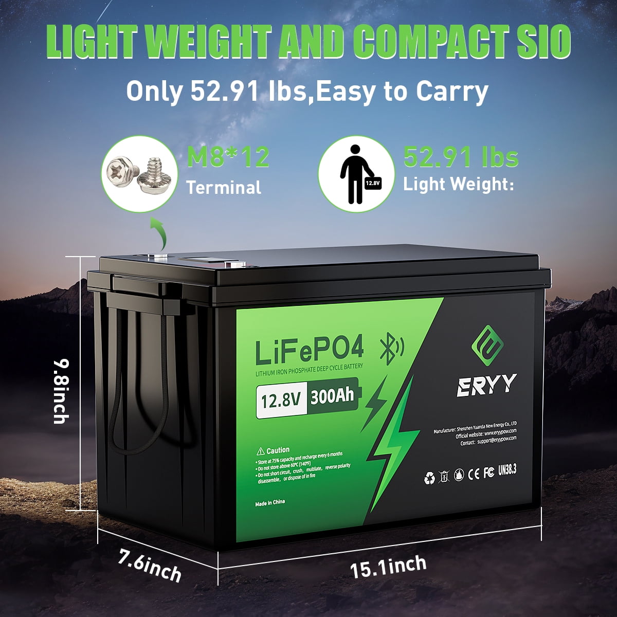 ERYY Deep Cycles Rechargeable 12V Automotive Batteries Group Size 35, Top Post for RV