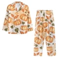 thumbnail image 3 of Kuiaobaty Pumpkin Maple Leaf Women's 2 Piece Satin Outfits Long Sleeve Button Down Tops Wide Leg Pants Autumn Fall Loungewear Pajama Sets, XS, 3 of 7