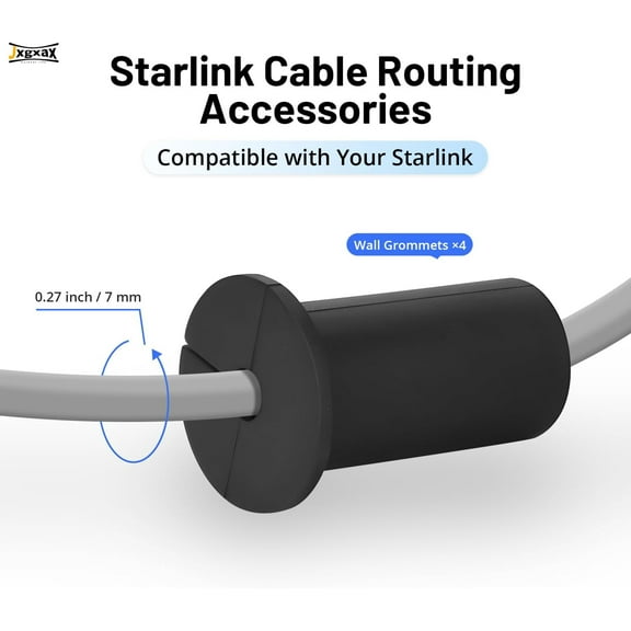 DASAW-Starlink Cable Routing Kit for Wall-Through,with 1" Spade Drill Bit,Long Drill Bit, 4PCS Wall Grommets,Wall Wires Cilps and Starlink Cable Installtion Accessories (4 PCS Wall Grommets)
