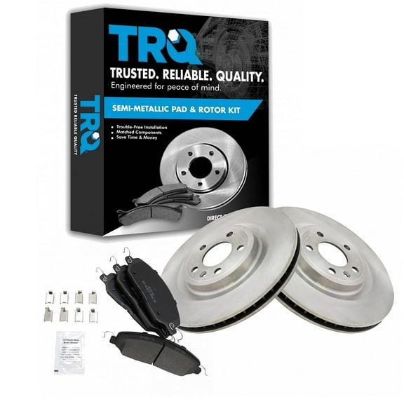 TRQ Front Brake Pad & Rotor Kit Brake Pads Brake Rotor Semi-Metallic Fits Select 2013-2014 Ford Mustang