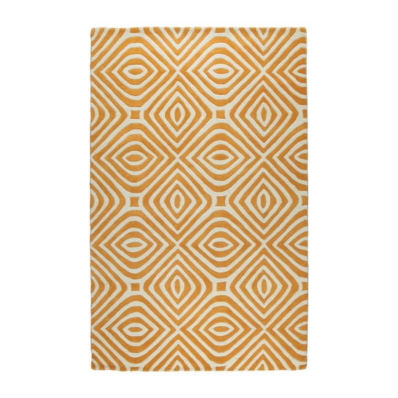 EORC ME106LOR5X8 Hand-Tufted Wool Modern Tufted Stripes Rug, 5' x 8', Light Orange Area Rug
