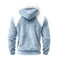 thumbnail image 5 of EliteGoogv Men's Color Block Fleece Hoodie Faux Fur Collar Pullover Sweatshirt Drawstring Kangaroo Pocket Long Sleeve Cozy Loose Fit Winter Top,M, 5 of 7