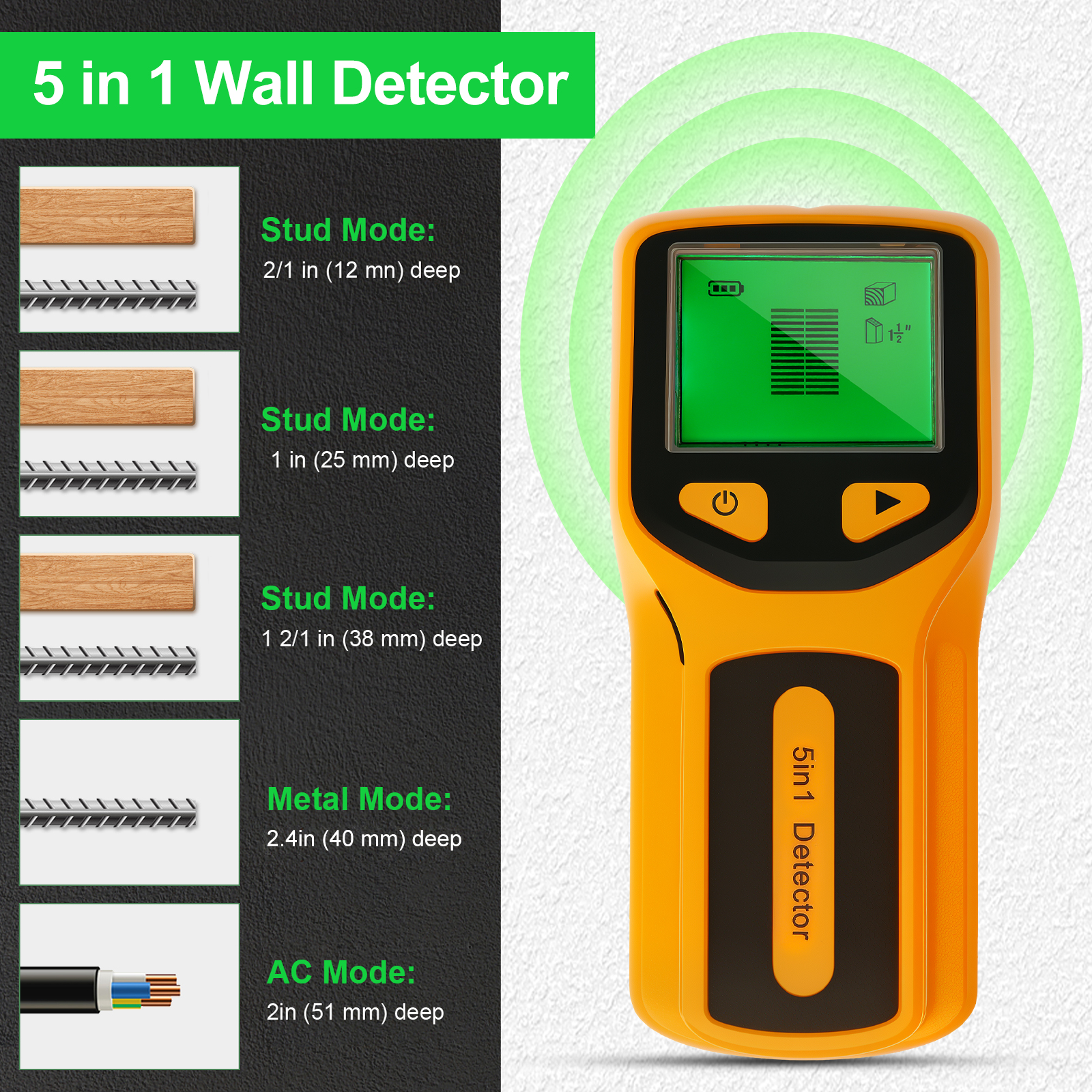 TMWEFUSC 5-in-1 Wall Stud Finder with LCD Display photo 3