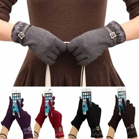 Women Girl Elegant Winter Warm Weaved Knit Gloves Full Fingers Touch Screen