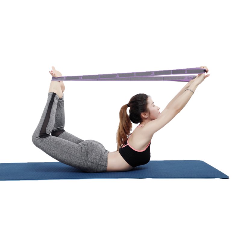 Sangle Élastique De Yoga 85 Cm - 8 Niveaux Résistance - Pour Yoga, Pilates, Fitness, Étirement - Polyester Coton Latex