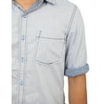 thumbnail image 3 of Ma Croix Mens Roll Up Sleeve Collar Button Down Chambray Striped Short Long Sleeve Casual Shirt, 3 of 3