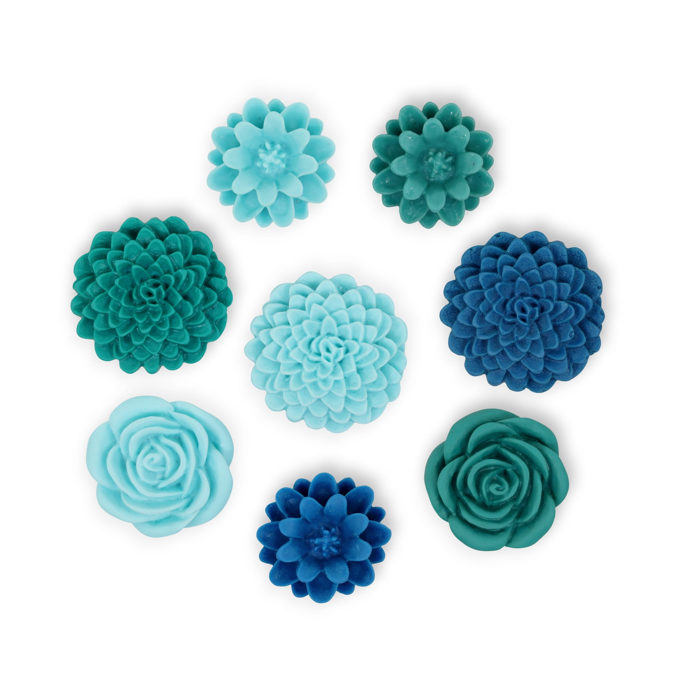 Hello Hobby Accessories Resin Flowers Teal, 8 piece