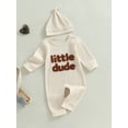 thumbnail image 3 of FEORJGP Toddler Baby Boy One-piece Waffle Rompers 0 3M 6M 9M 12M 18M Infant Long Sleeve Jumpsuits Letter Embroidery Bodysuits Full Length Footies withute Casual Comfy Clothes for Spring Fall, 3 of 7