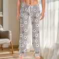 thumbnail image 2 of Women Pajama Pants Long Comfy Casual Drawstring Stretch Wide Leg Lounge Pants Fashion Color Block Pajs with Pockets, 2 of 6