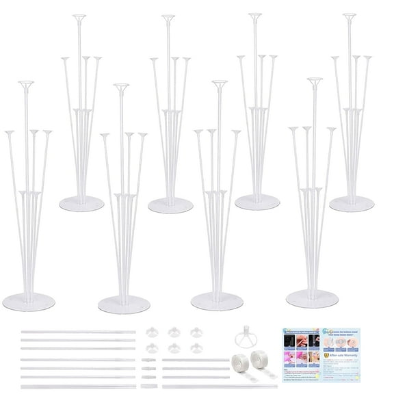 8 pack Balloon Stand Kits, Balloon Sticks Holder with Base for Table Baby Shower Gender Reveal, PVC and Acrylic Material