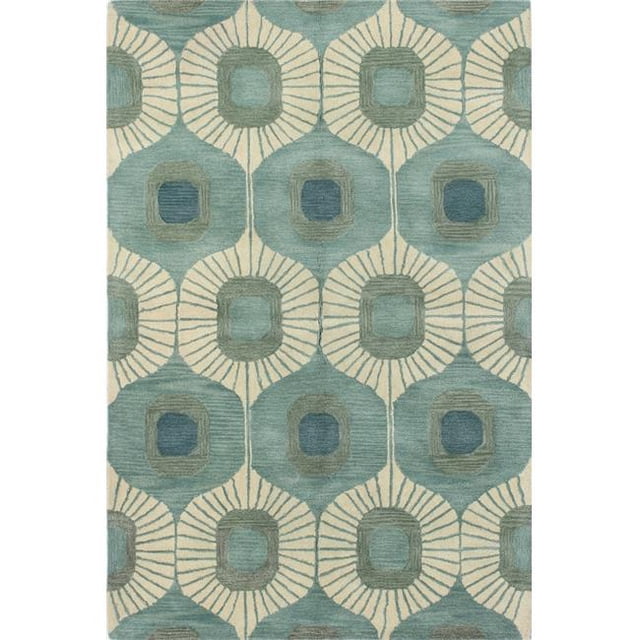 Bashian S185-AQ-2.6X8-ST103 Chelsea Collection Geometric Contemporary 100 Percent Wool Hand Tufted Area Rug, Aqua - 2 ft. 6 in. x 8 ft.