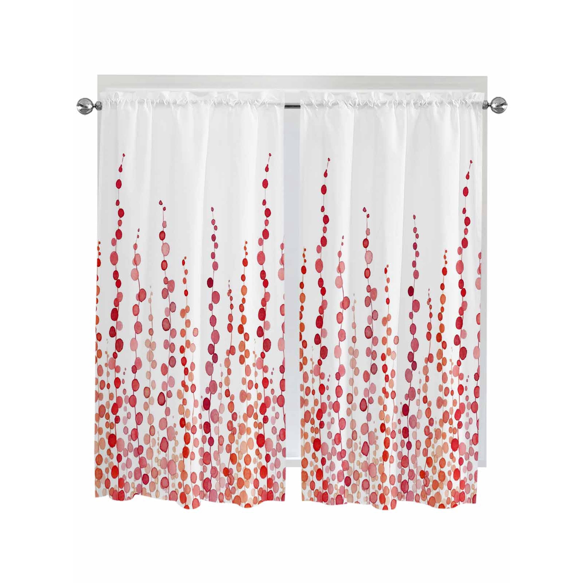 Red Bathroom Window Curtain Polka Dots Watercolor Abstract Art Light Filtering Coffee Kitchen Curtains Bedroom Living Room Curtains 2 Panel 84 x63