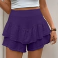 thumbnail image 2 of Npasoilc Shorts for Women Summer High Waisted Tiered Pleated Ruffle Hem Culottes Ice Silk Wrinkled Shorts Soft Breathable Casual Loose Shorts, 2 of 7